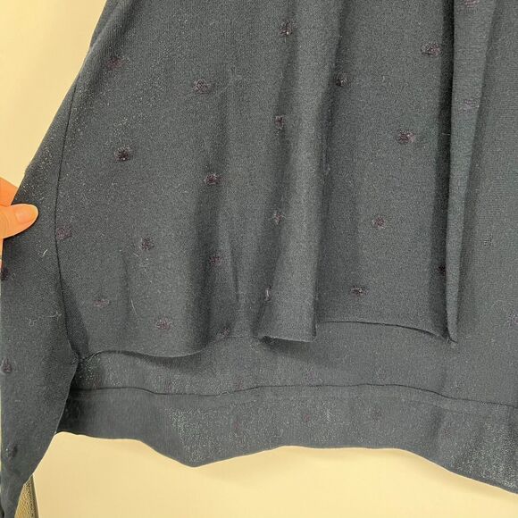 Heide Ost Sweater Women XL Navy Blue Extra Fine Merino Wool Open Front Cardigan - Picture 5 of 9